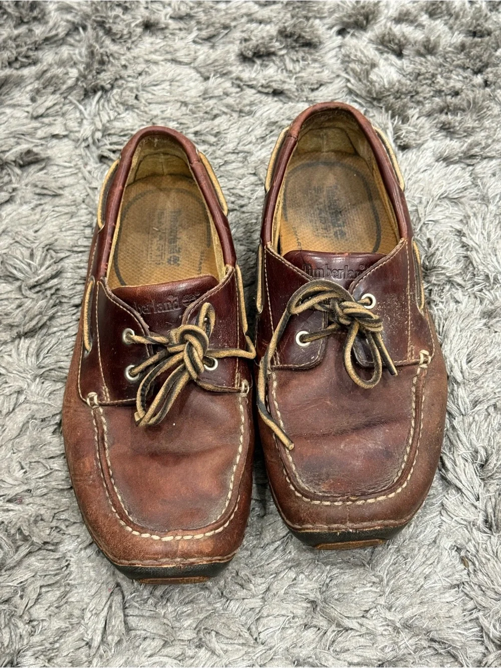 Timberland Mens Annapolis Boat Shoes Brown Leather 74013 Lace Up Moc Toe size 9M